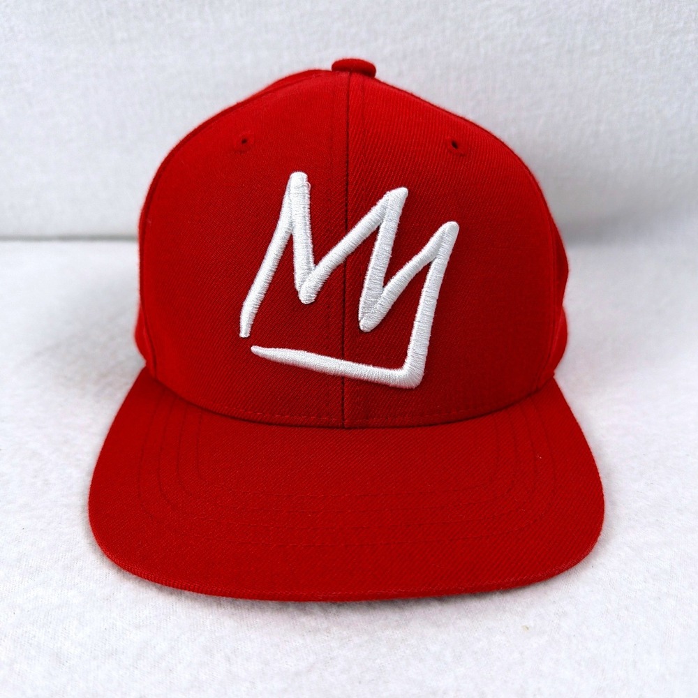 Mammoth Mountain Youth Snapback Hat Red White Logo Embroidered Flat Brim Cap